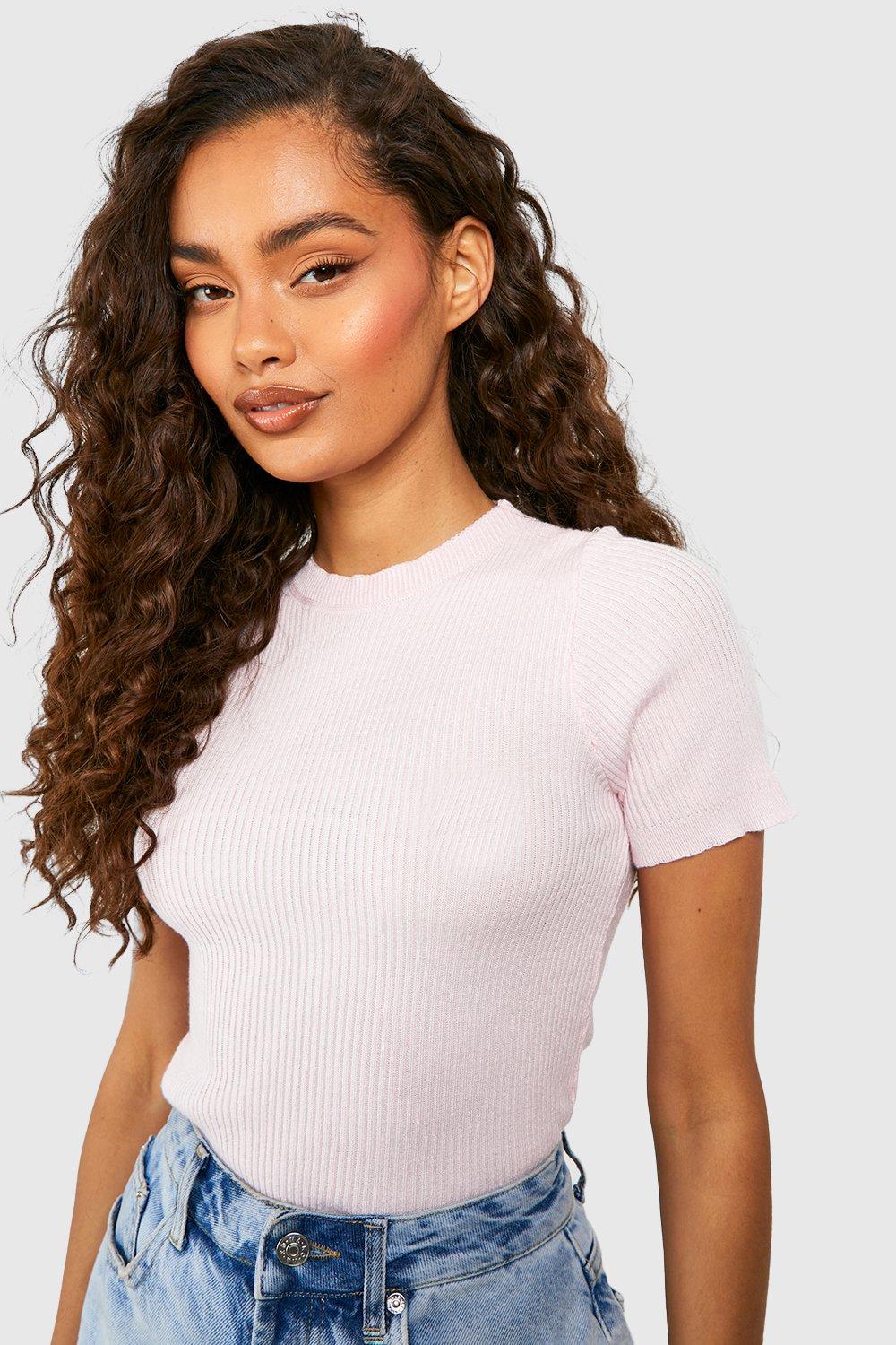 Mock neck outlet short sleeve top